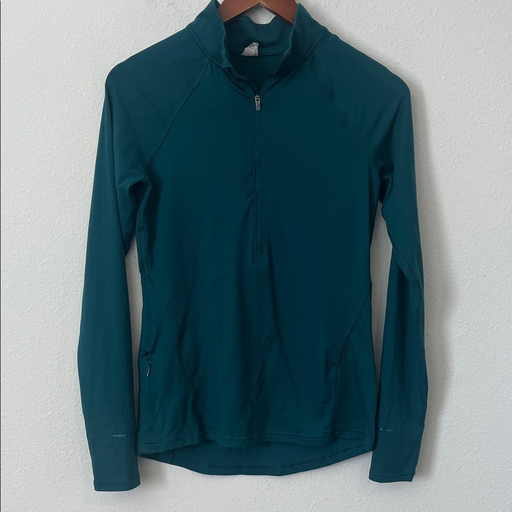 CHAMPION Teal Long Sleeve Quarter-Zip Top - Picture 1 of 3